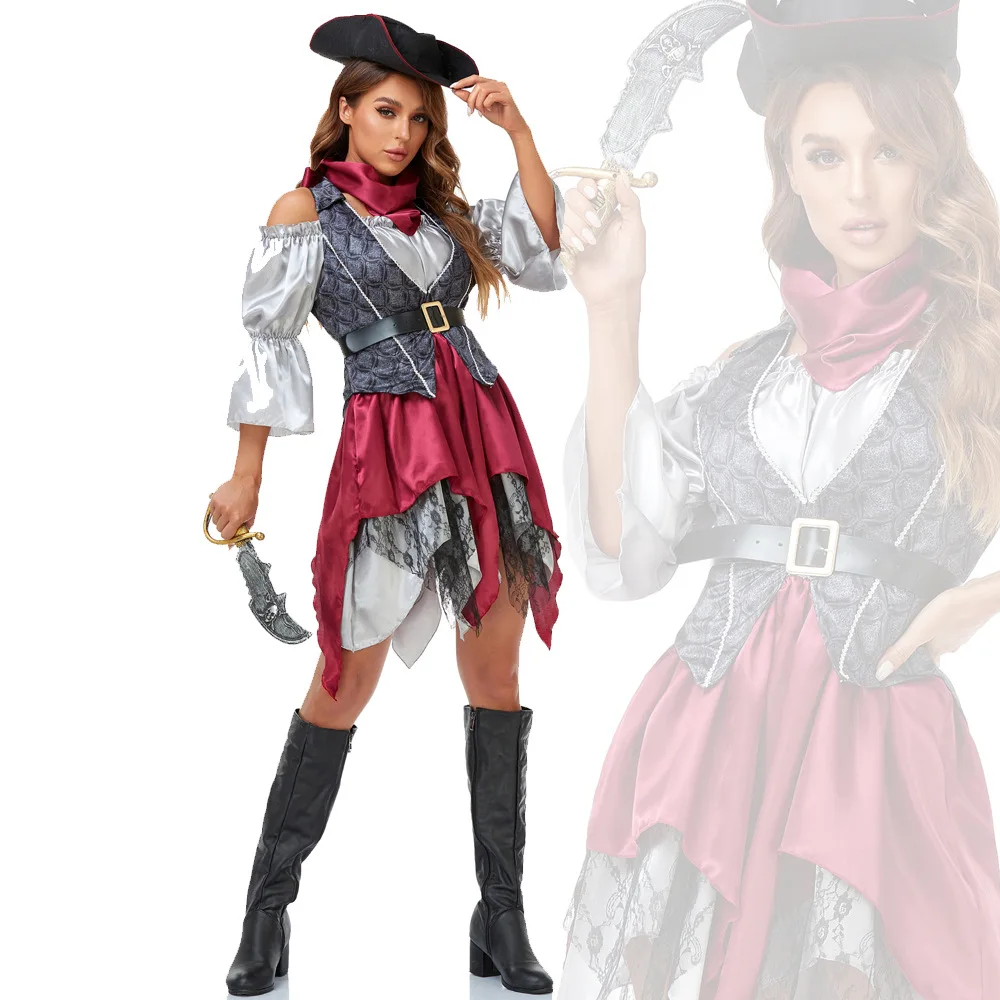 

Женский костюм пиратов пиратского представления на Хэллоуин для косплея для взрослых