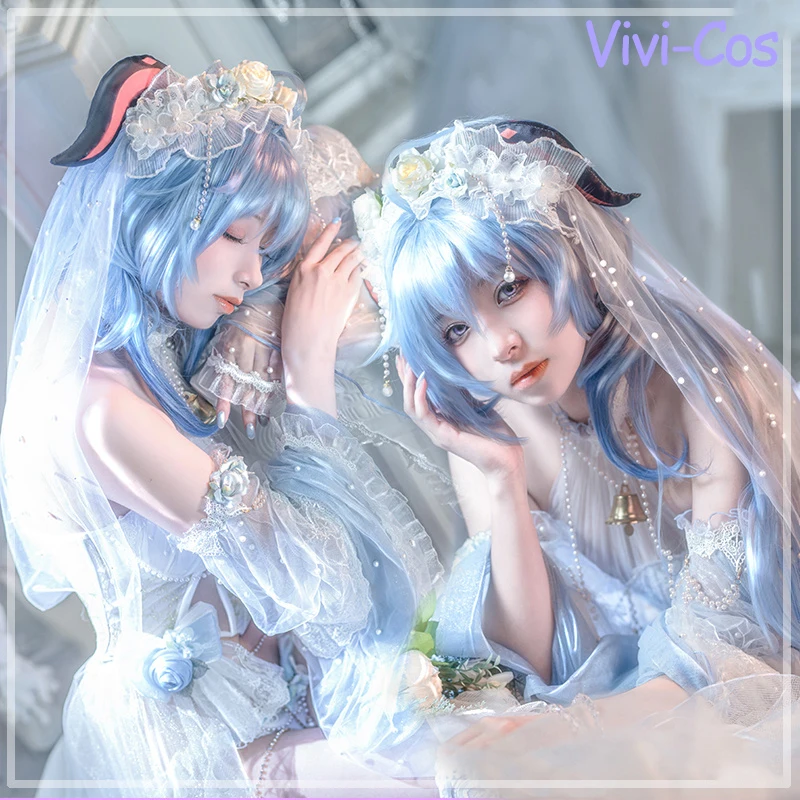 

Vivi-Cos Game Genshin Impact Ganyu Sweet White Flower Wedding Dress Cosplay Women's Costumes Halloween Role Play Party New S-XL