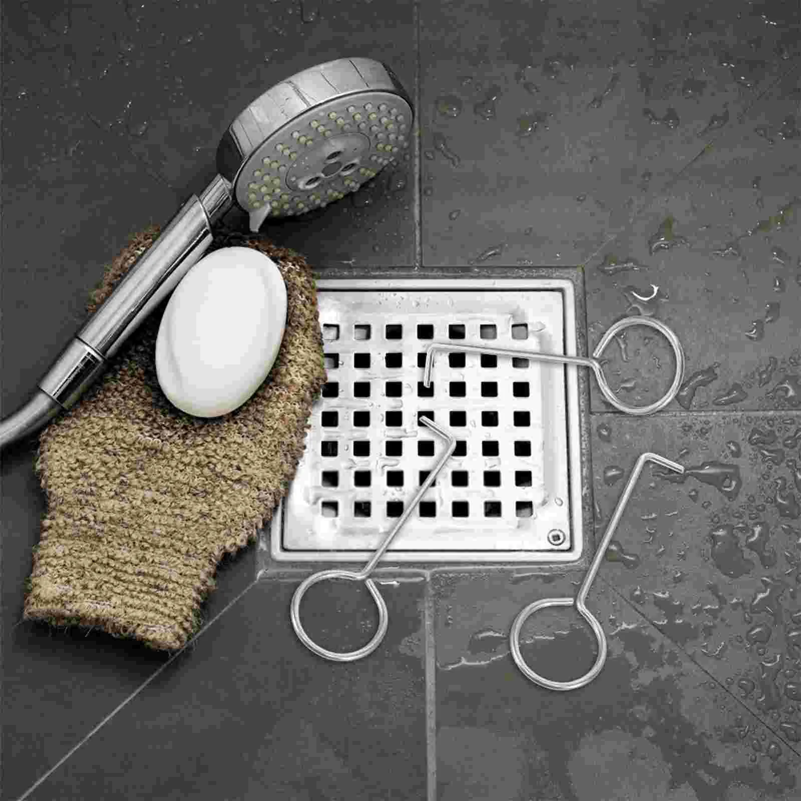 

10 Pcs Floor Drain Handle Hook Metal Strainer Grate Remove Tool Lifting Hooks Bathtub Remover Removal Stainless Steel
