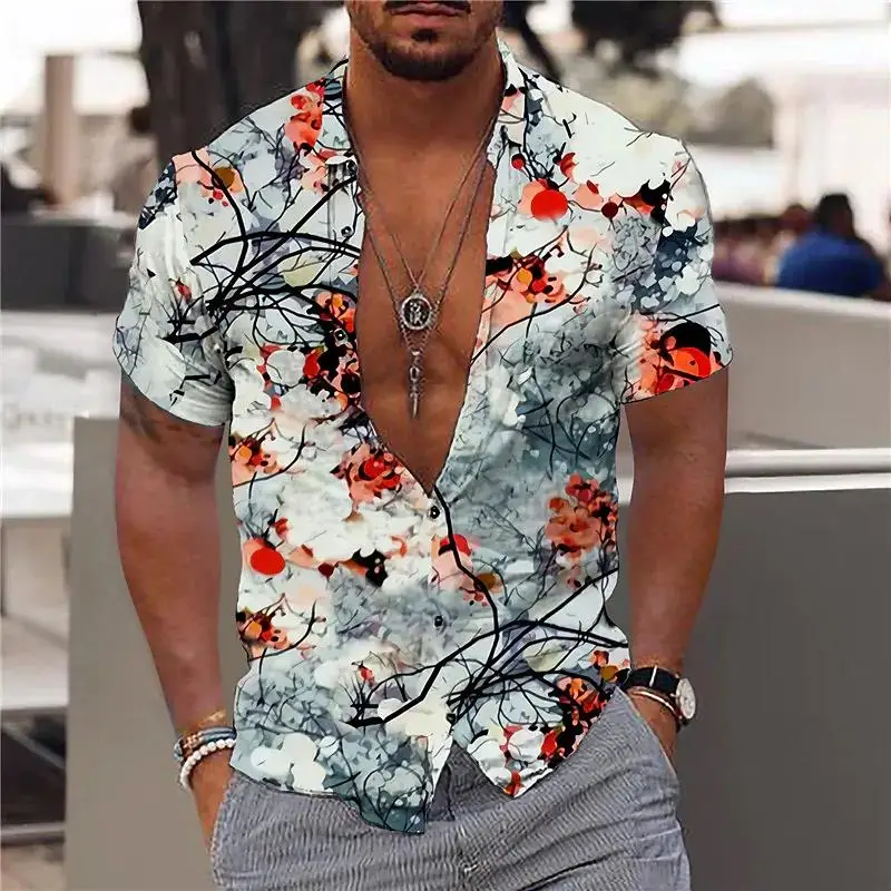 Summer Hawaiian Floral Shirts For Men 3d Print Men's Flower Shirt Beach Short Sleeve Fashion Tops Tee Shirt  Homme Blouse Camisa images - 6