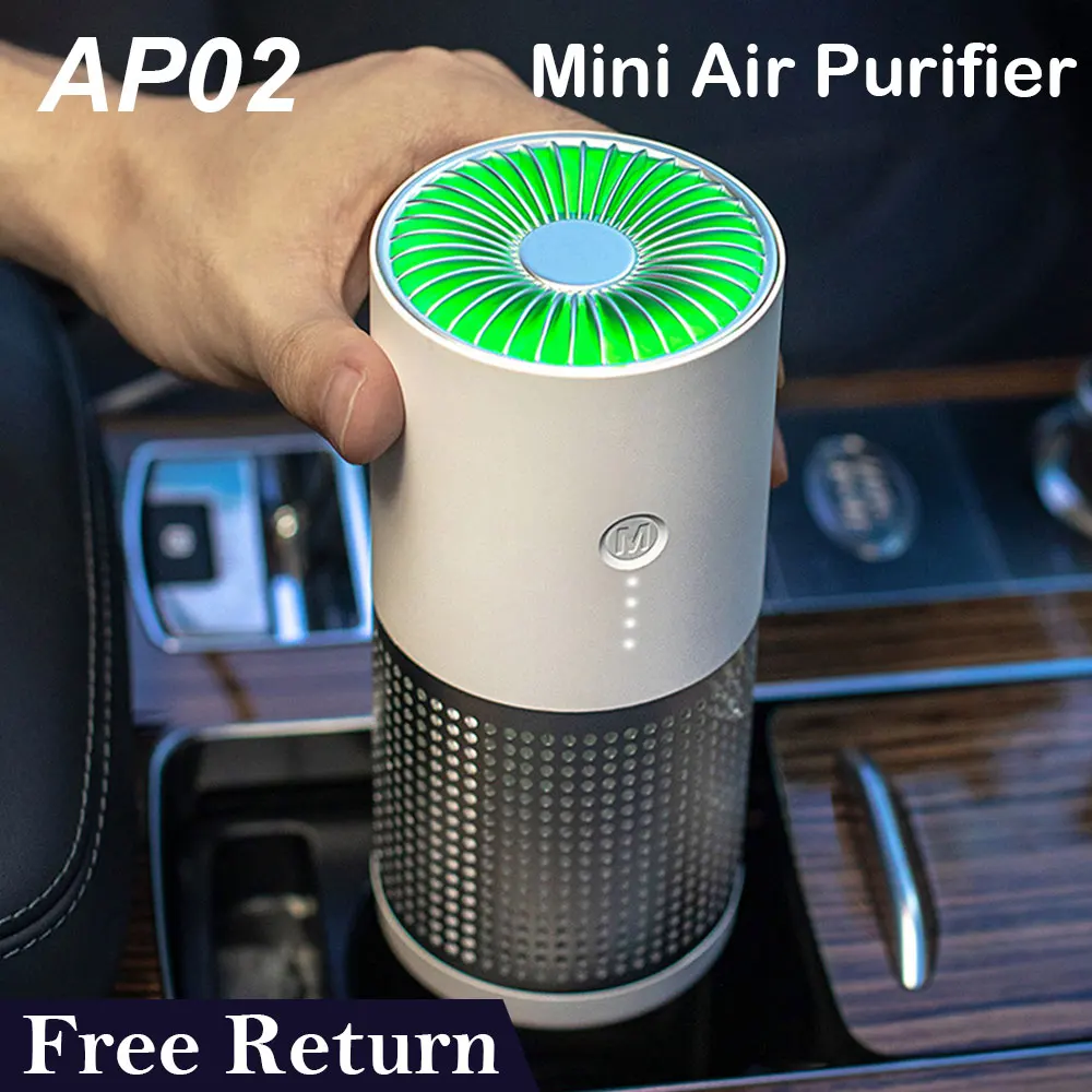AP02 Mini Air Purifier for Home Car Ozone Generator HEPA Filters Formaldehyde Removal and Sterilization Portable Air Cleaner USB