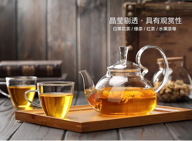 

High Borosilicate Heat-resistant Glass Teapot Chinese Glass Teapots Household High Handle Transparent Flower Coffee Glass TeaPot