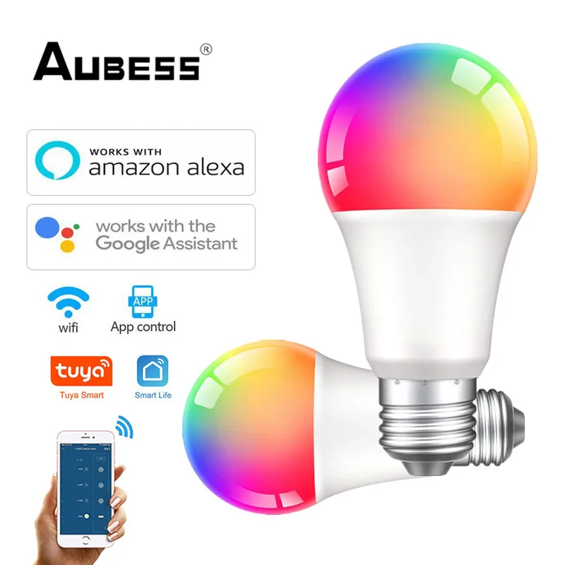Aubess Smart Wifi Zigbee 3.0 Led Light Bulb Tuya Smart Home E27 Led Bulb Night Lamp Compatible For Alexa Alice Google Assistant
