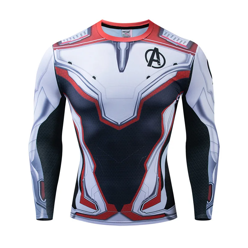 

Marvel brand original 3D printing high-quality men's compressed long-sleeved running T-shirt superhero role-playing clothing