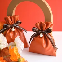 nordic style sugar bag wedding gift box leather candy packaging boxes baby shower favors party supplies wholesale