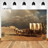 laeacco wild west nature landscape photo background dusk desert wagon cowboy adults portrait customized photography background