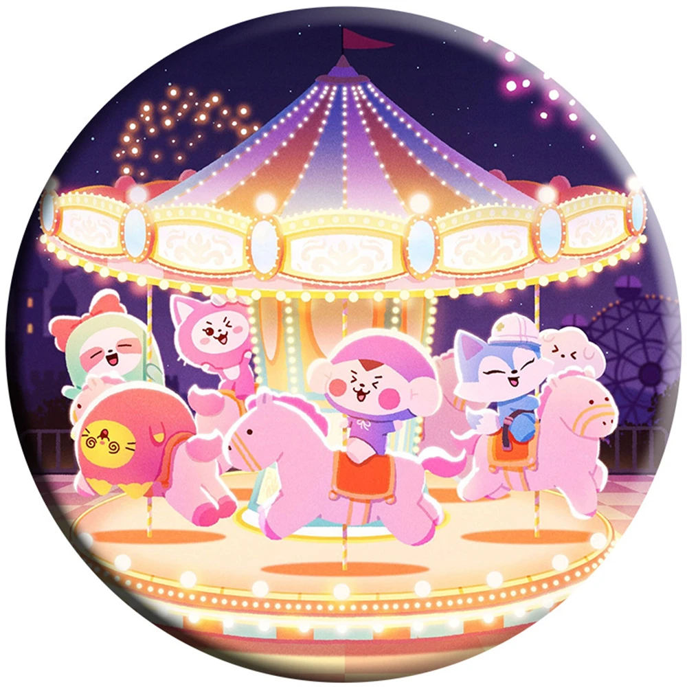 KPOP ITZY MDZY мультяшный круглый жестяной значок брошь с зеркальной подвеской брелок