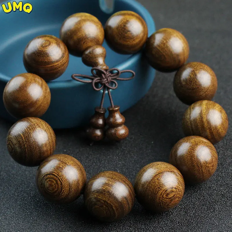 

Natural Gold Sandalwood Hand String Solid Wood Buddha Beads Cultural Play Like Gold Nanmu Shady Wood Male and Female Amulet