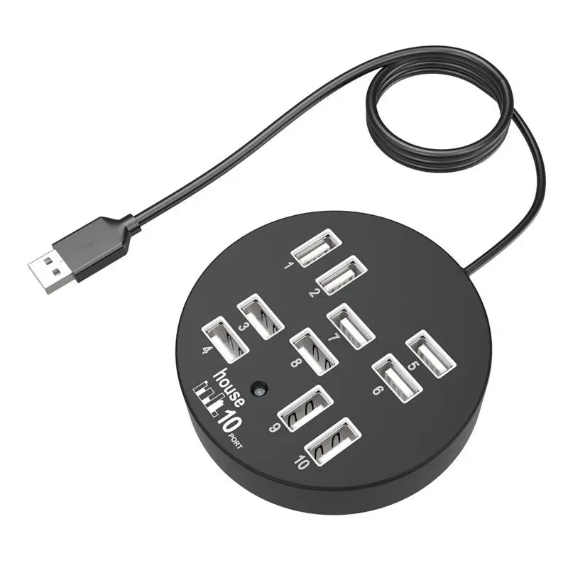 

High Speed Universal USB Hub 10 Port USB 2.0 Hub with Cable Mini Hub Socket Pattern Splitter Cable Adapter for Laptop PC