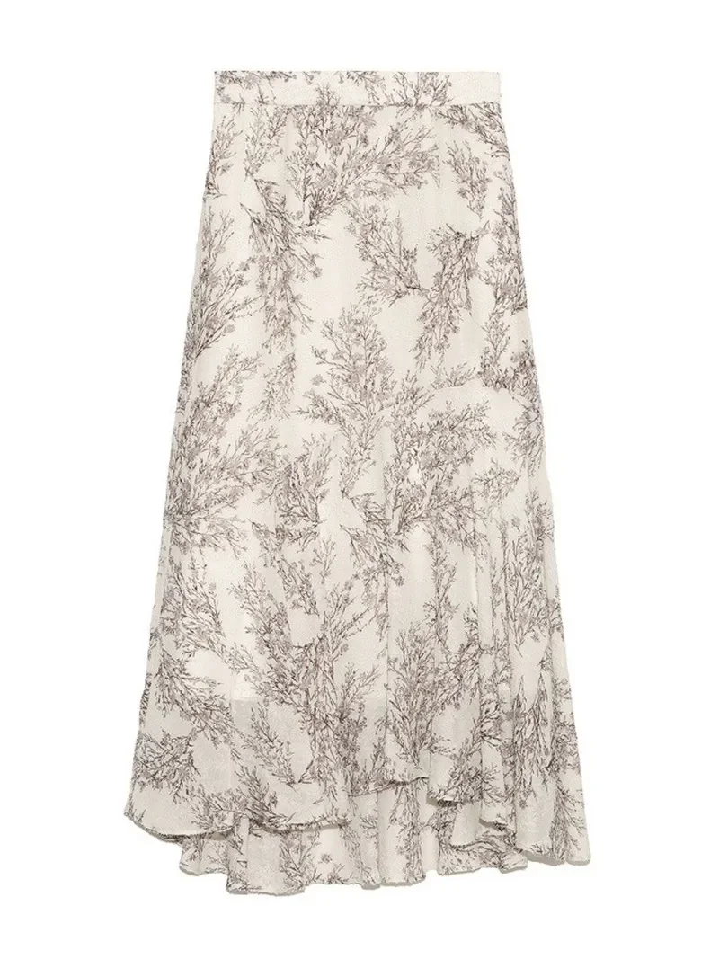 

2022 Spring New Women's Clothing Jupes Japanese Elegant Sweet Mujer Faldas High Waist Irregular Pleated Print Skirts