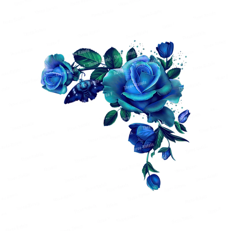 QCF201 Exquisite Blue Rose Room Art Decoration Wall Sticker Musical Instrument Gift Decal | Stickers