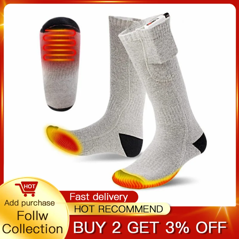 

Носки с подогревом для мужчин и женщин, зимние теплые спортивные лыжные носки, USB-зарядка, Электрический Подогрев, Термальный подогрев для пеших прогулок