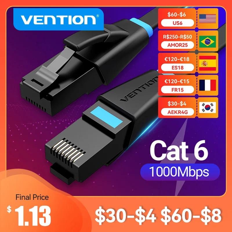 Vention Ethernet Cable Cat6 Lan Cable UTP RJ45 Network Patch Cable 10m 15m For PS PC Internet Modem Router Cat 6 Cable Ethernet