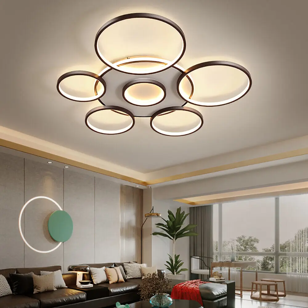 

Современная Потолочная люстра с кольцом 7 дюймов, акриловая Подвесная лампа для гостиной, осветительный прибор для дома 106 Вт