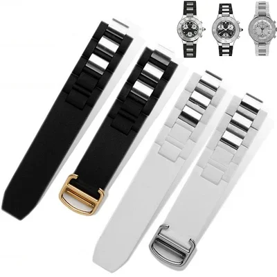 

Watch Accessories Band FOR-Cartier- 21st Century Wrist Strap Waterproof Silicone Rubber Bracelet Dedicated Chain 20mm*10mm