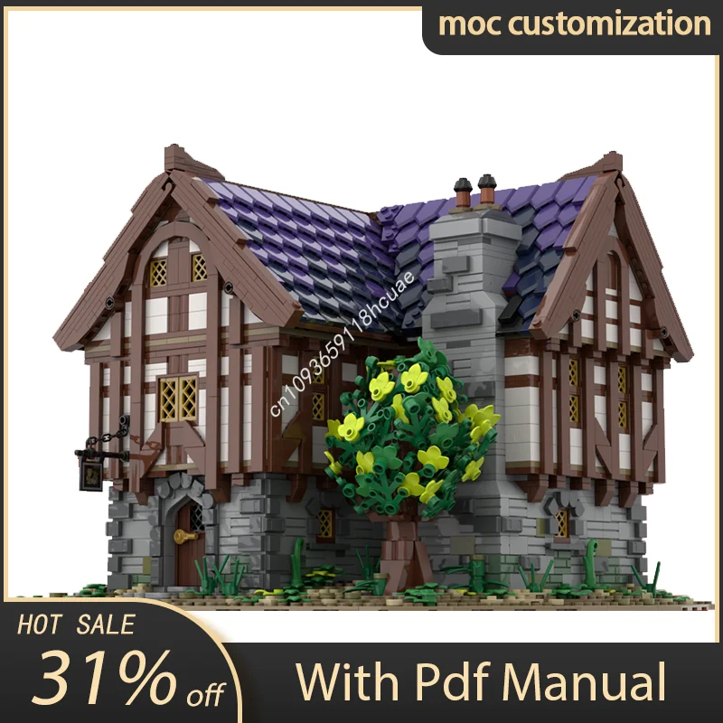 3722 шт. Moc средневековая таверна Inn модульное здание замок строительные блоки