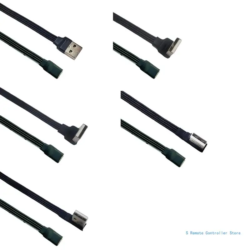 Гибкий плоский силиконовый кабель типа C мама к USB-кабелю папа с изгибом 90