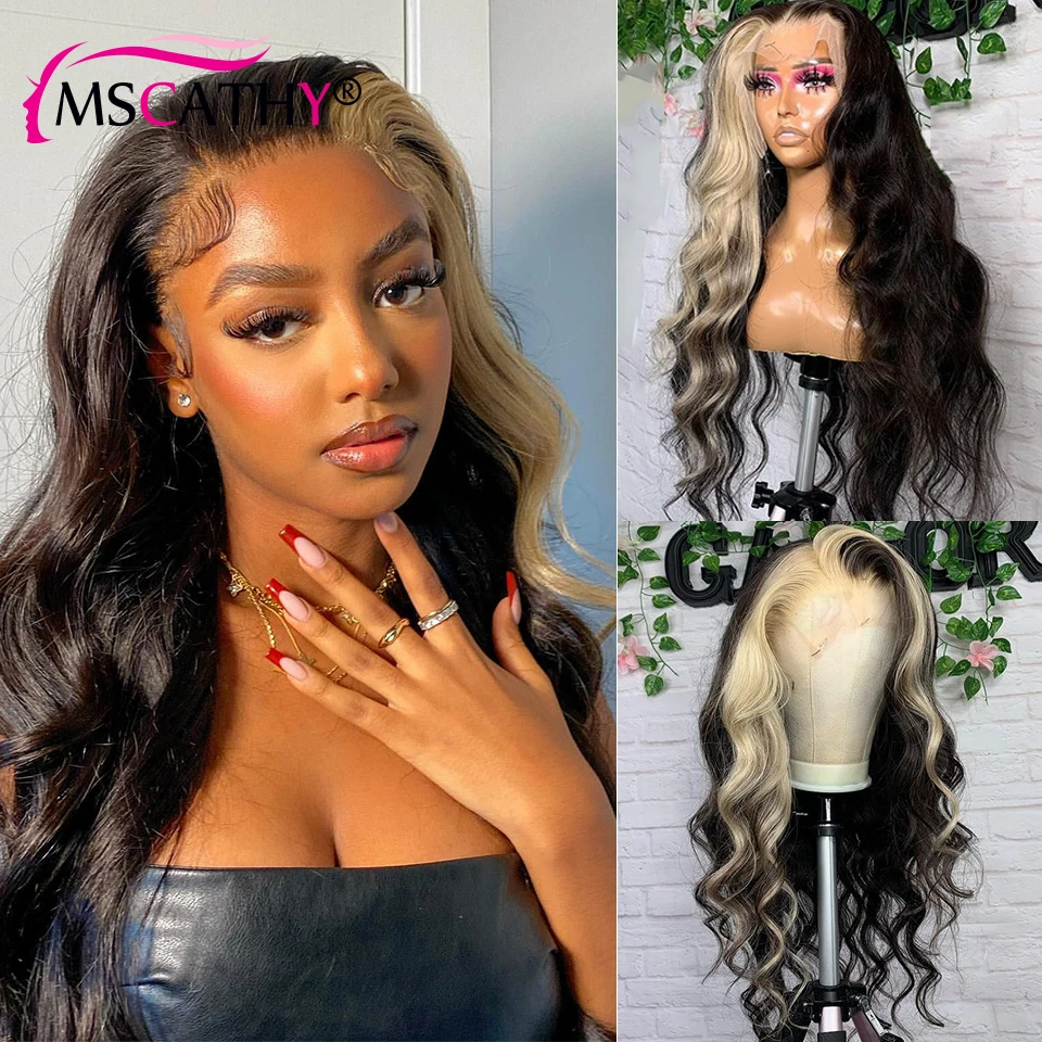 613 Blonde Highlight Body Wave Lace Front Wigs Human Hair 13x4 HD Transparent Lace Frontal Wigs Preplucked Loose Deep Wave Wigs