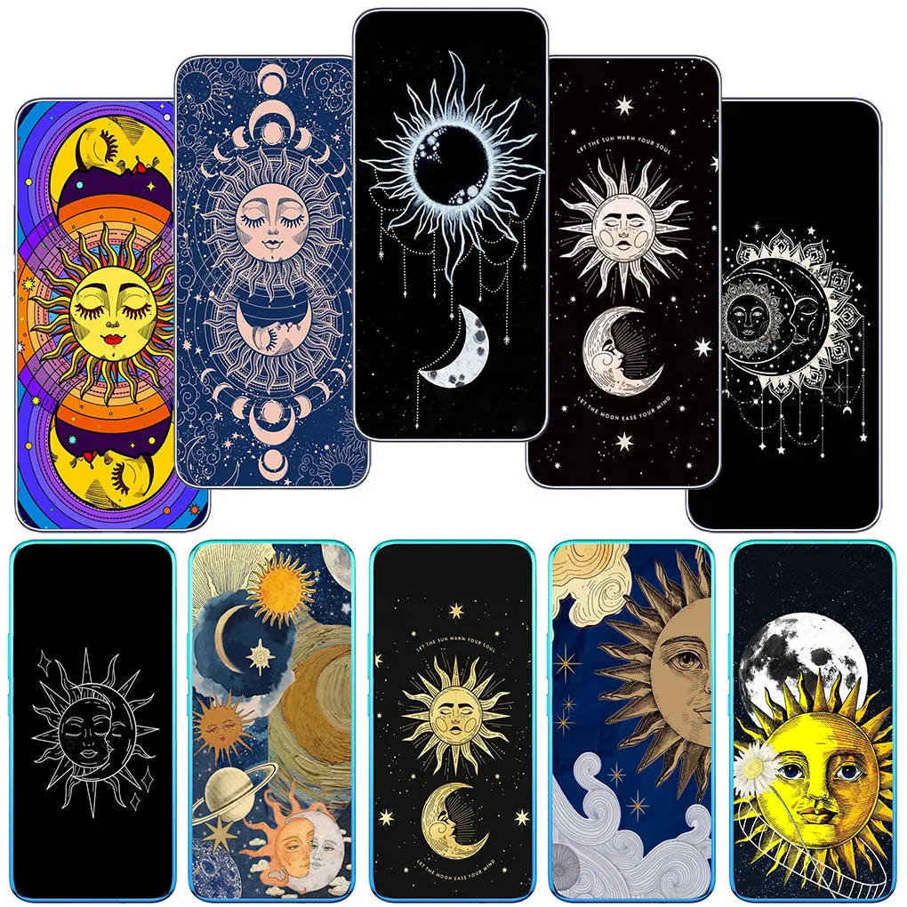 Чехол Funny Sun Moon Face Cover для Motorola Moto G04 G71 G73 G32 G34 E7 E14 G7 G8 G9 G24 Power One Fusion Plus G52 Корпус