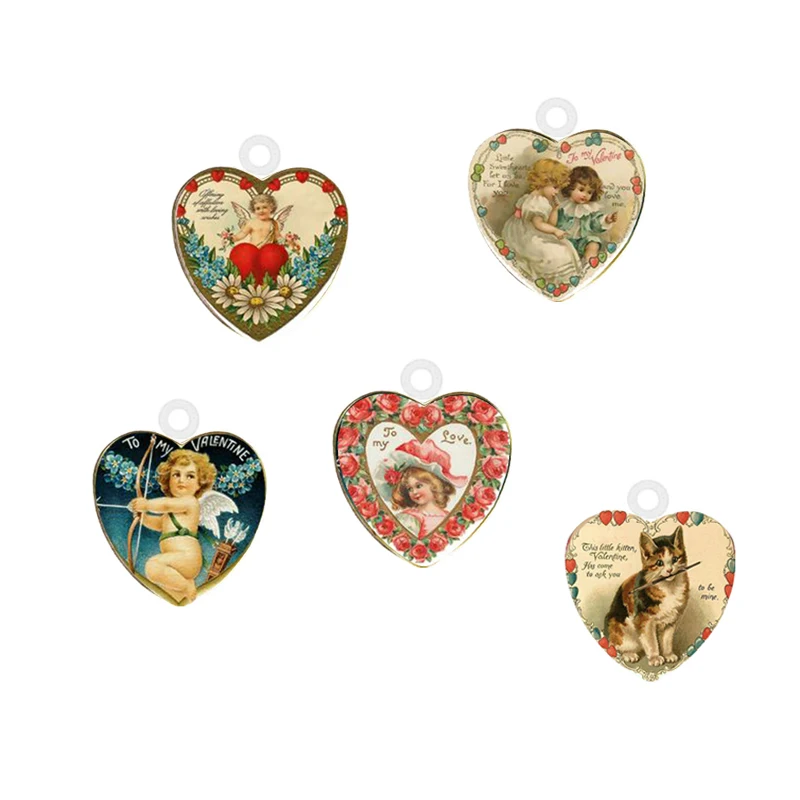

10PCS Heart Angle Acrylic Charms Plastic Epoxy Cute Baby Lover Cupid Pendant Charm For Valentine's Day Earrings Women Jewelry