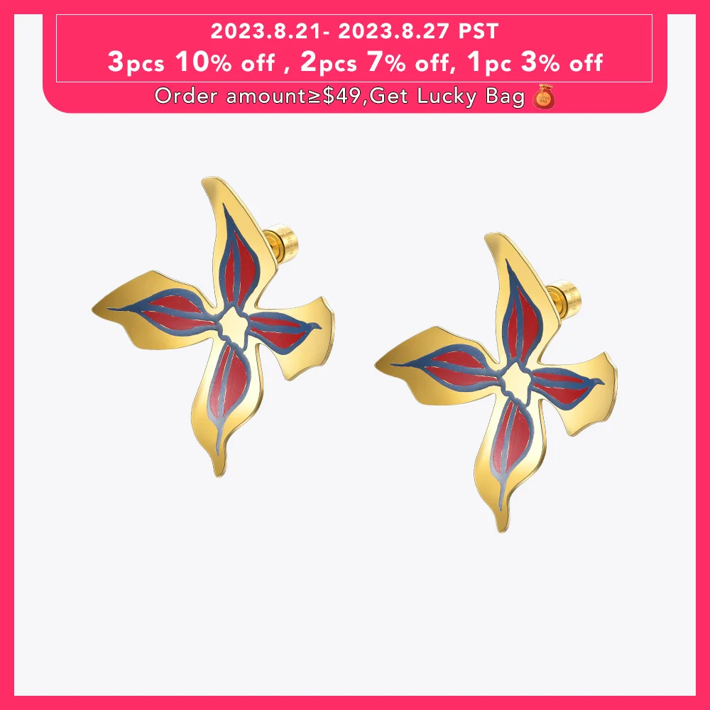 

Enfashion Lacquer Art Hand Painted Drop Earrings For Women Stainless Steel Flower Big Circle Earings Fashion Jewelry Kolczyki