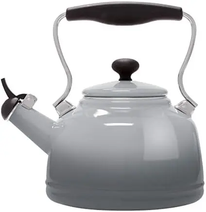 

Enamel on Steel Whistling Teakettle, 1.7 quart, Fade Grey, (37-LAKE-OM FG)