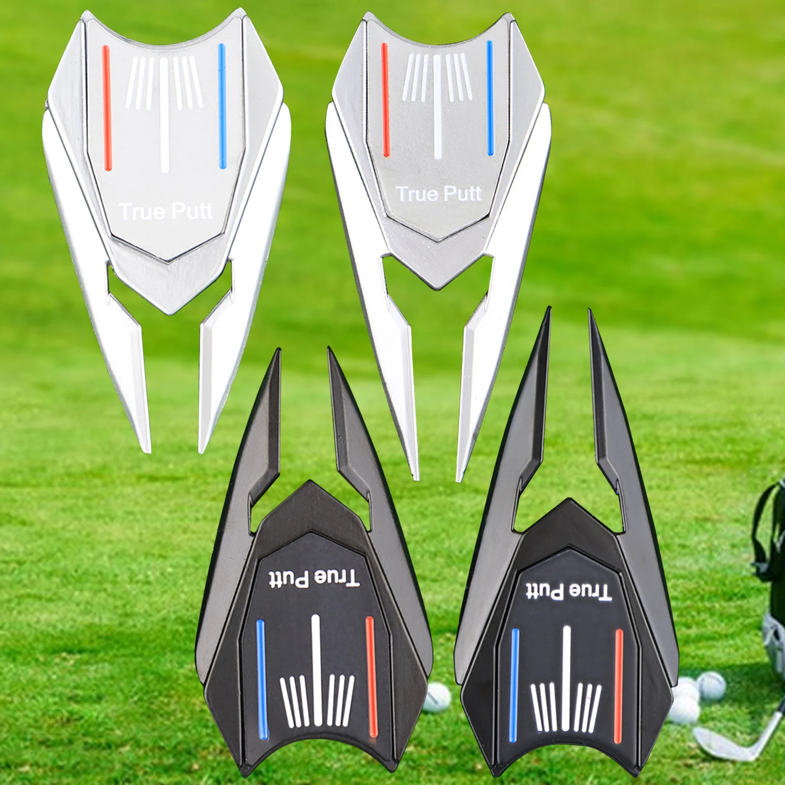 

Golf Fork Golf Ball Marker Alignment Tool Golf Equipment Multi-Functional Putt Parter Golf Cleaner for Pitch Mark Repai