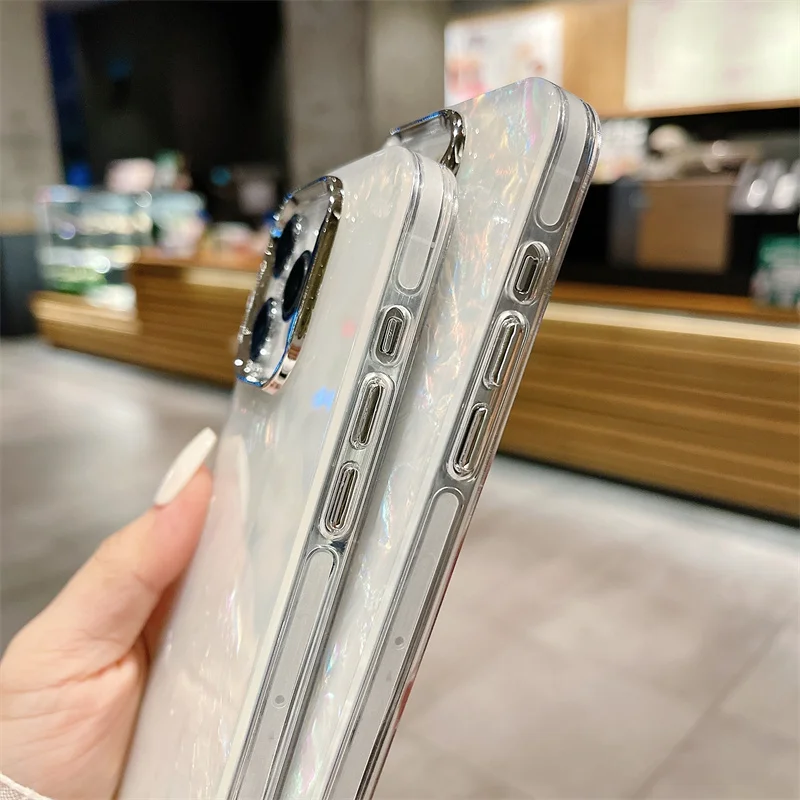 Роскошный jelleшенный противоударный Блестящий Мягкий чехол для iPhone 11 12 13 14 15 16 Plus Pro