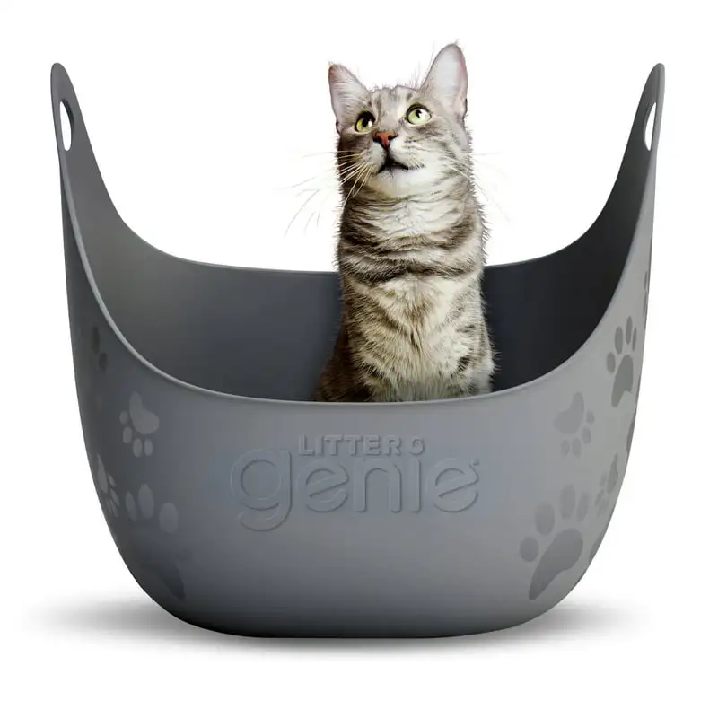 

Cat Litter Box with Handles, Silver
