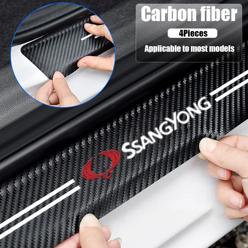 

4Pcs Car Door Sill Door Edge Stickers Protect for SsangYong Sport Korando Actyon Rexton Musso Rodius Kyron Chairman Accessories