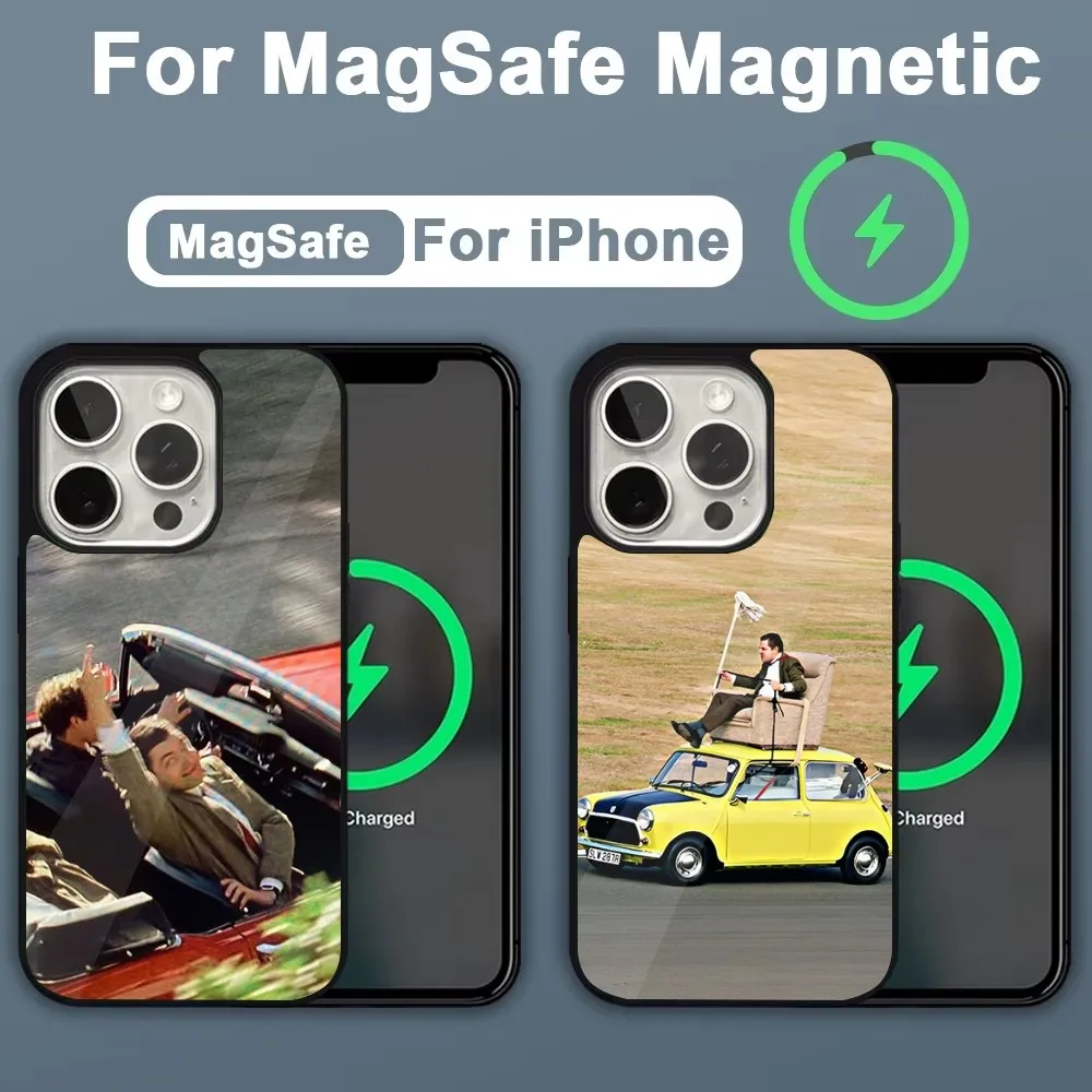 Забавный чехол для телефона Mr B-BeanS iPhone 16 15 14 13 12 11 Plus Pro Max Mini Magsafe с магнитной