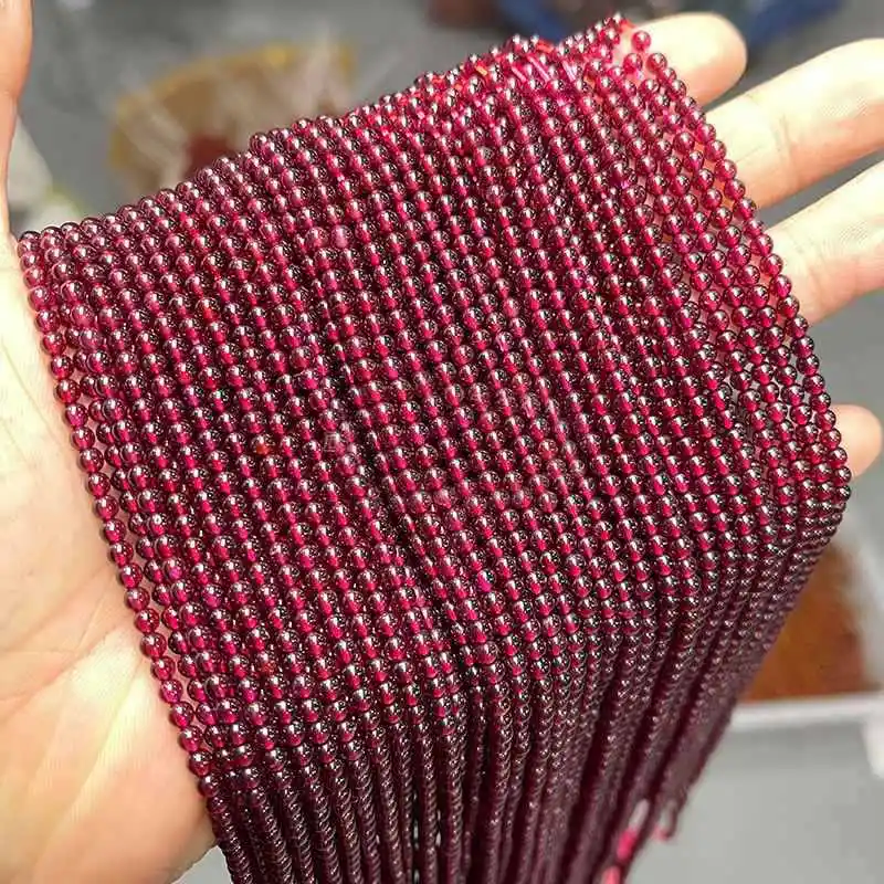

Натуральный темно-красный гранат 7A 3 мм высшего качества, круглые бусины россыпью, Гладкие бусины, аксессуары «сделай сам» для ювелирных изделий 38 см sk285