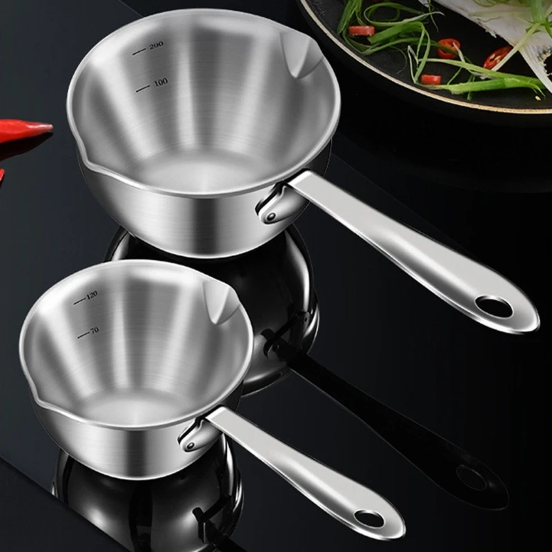 

Mini Soup Pot Stainless Steel Saucepan Two Side Spouts Sauce Cooking Pot