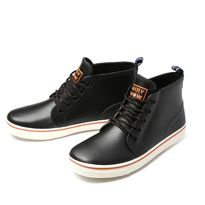 

Men and women boots men's fashion shoes women's casual shoes Korean version water shoes solid color boots couple shoes 36-44