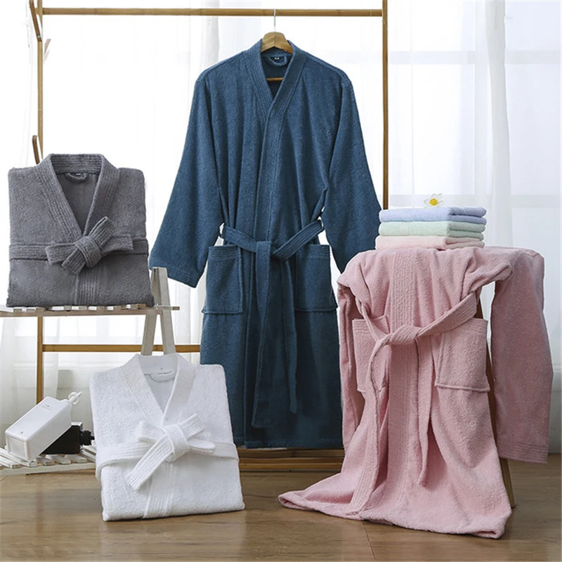 

Robe Hotel Absorbent Bathrobe Feminine Nightgown Terry Material Simple Yukata Beauty Salon Robe Nightwear New Autumn 2022 New