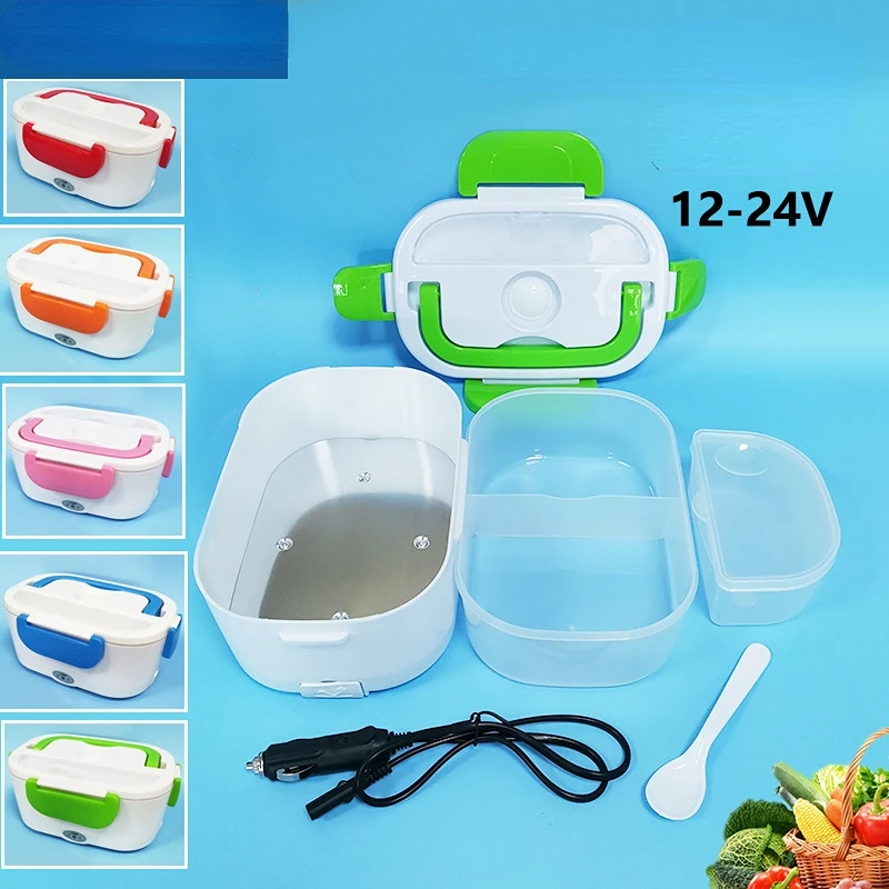 

5pcs 12V 24V 220V Portable Plastic Home and Car Electric Heated Stainless Steel Lunch Box for Kids Food Containers Warmer