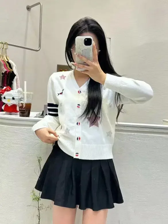 Женский темно-синий кардиган в консервативном стиле вязаный свитер женский