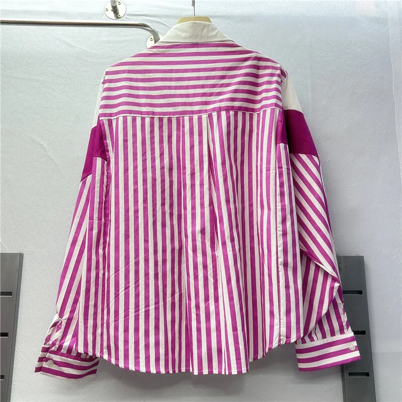 DEAT женская рубашка свободная лоскутная блузка из 2 предметов вязаная однобортная