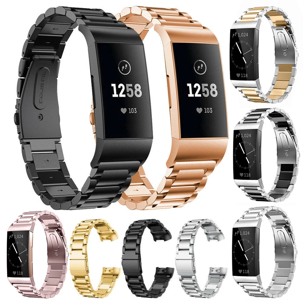 

Replacement Stainless Steel Bracelet Smart WatchBand Strap For Fitbit Charge 3 / Charge 4 Quick Release Smart Watch Accessories