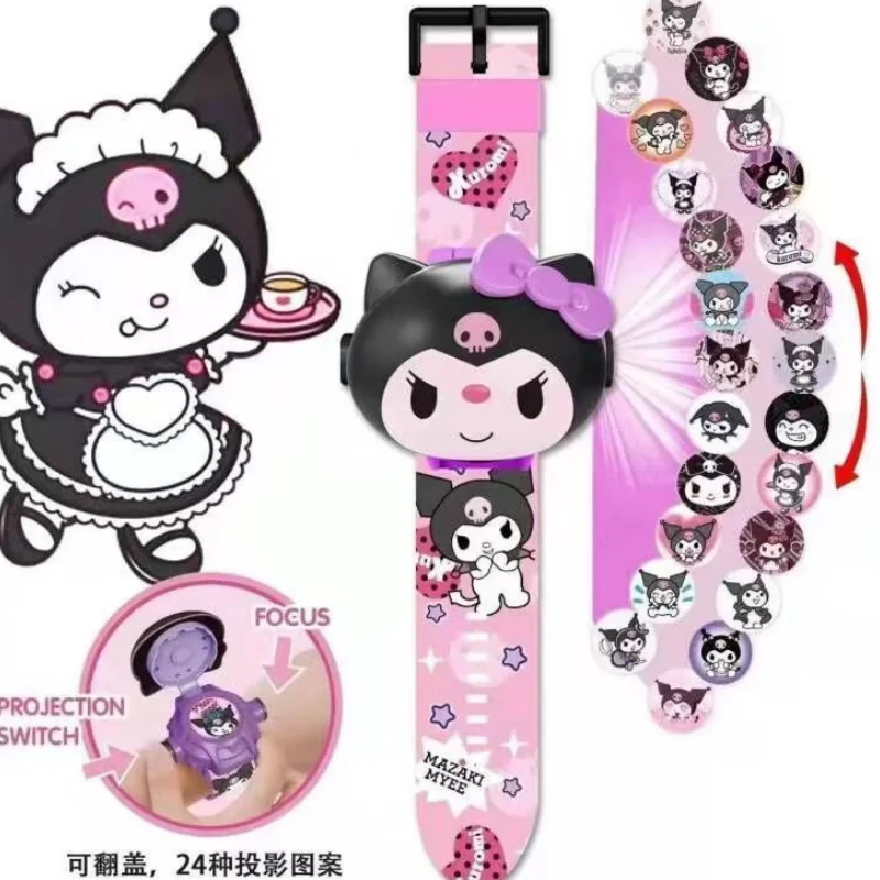 

Sanrio Cartoon Anime Kuromi Cinnamoroll Hello Kitty Melody 24 Kinds of Projection Luminous Watch Children's Toys Birthday Gift