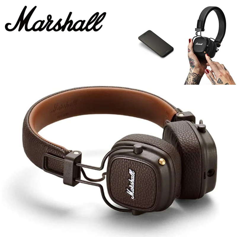 Оригинальные беспроводные Bluetooth-наушники Marshall Major III, Беспроводная складная Спортивная Музыкальная гарнитура с глубокими басами и микрофон...