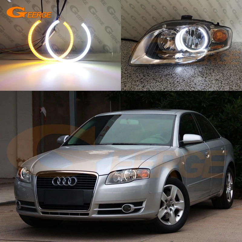 

For Audi A3 8PA A4 S4 RS4 B7 Ultra Bright Dual Color Switchback Day Light Turn Signal Smd Led Angel Eyes Kit Halo Rings DRL