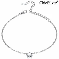 chicsilver star bracelet for women girls 925 sterling silver dainty thin chain bracelets cute friendship jewelry for best friend