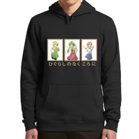 satoko mion rena hoodies anime higurashi when they cry manga fans unisex hooded sweatshirt casual soft essential hoodie