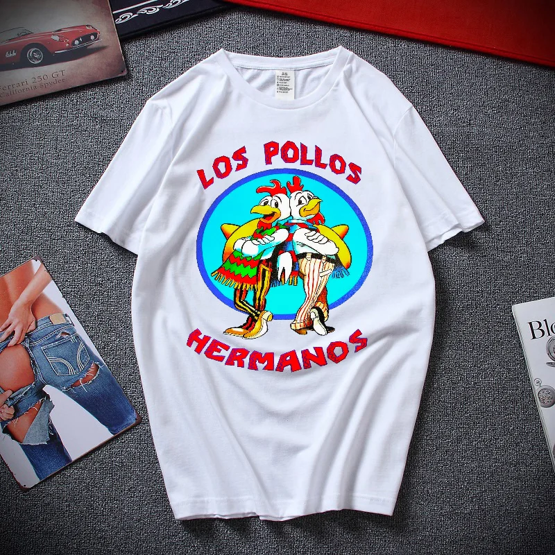

Summer Men's High Quality T-Shirt 100% Cotton Breaking Bad LOS POLLOS Chicken Brothers Print Casual Funny Short Sleeve Shirt