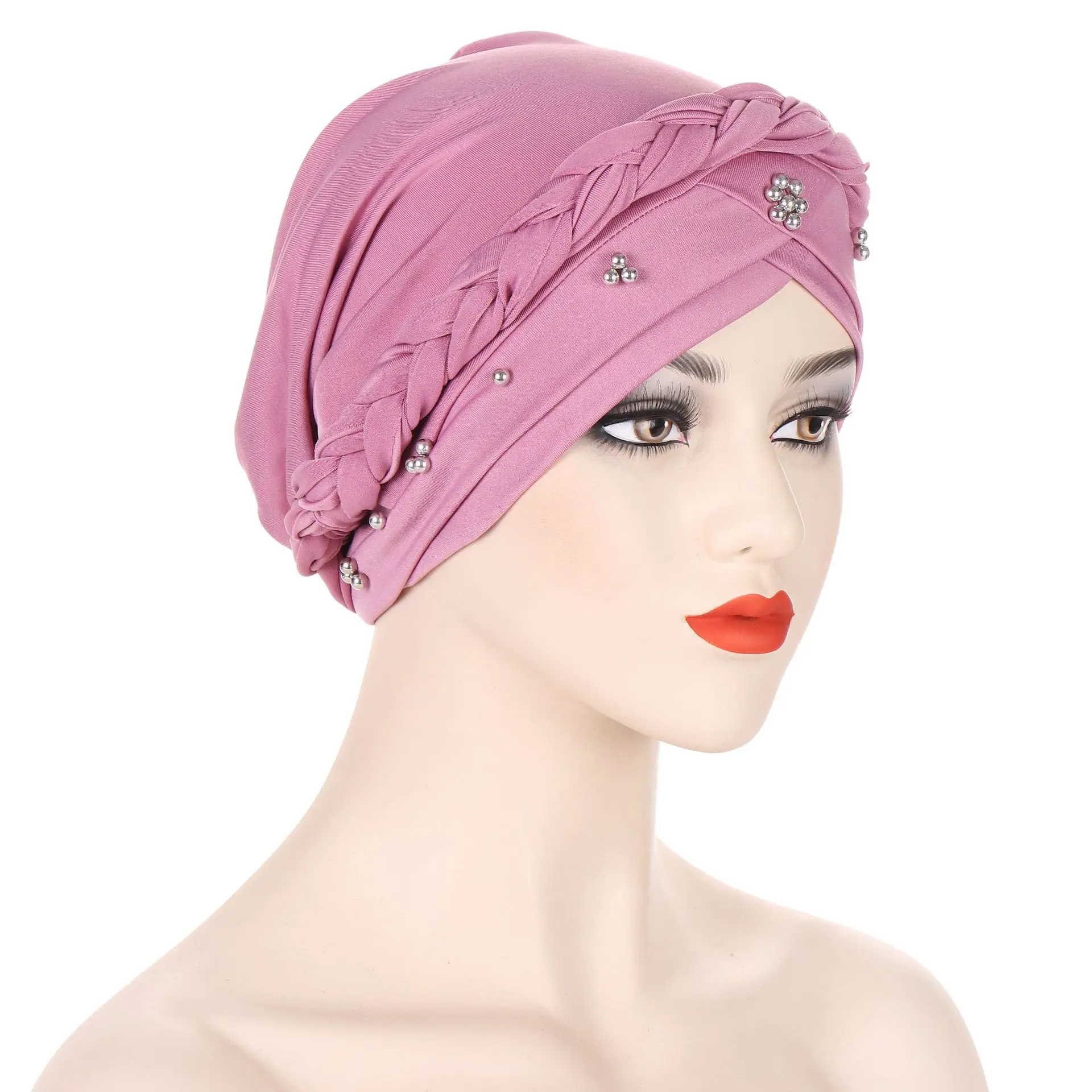 Women Hijab Braid Forhead Cross Turban Hats for Women Beanies Cap Headwrap Headwear Elastic Muslim Women Clothing Ramadan Hijabs