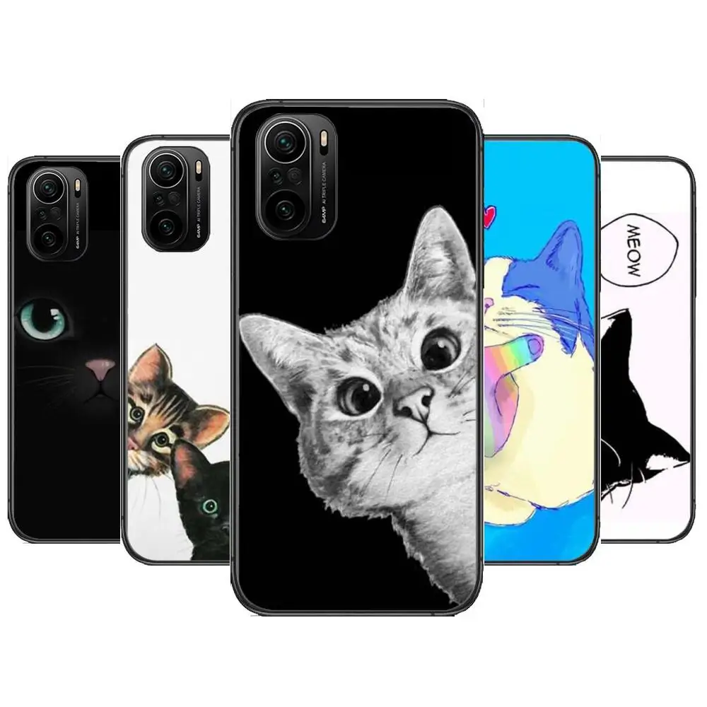 

Cat Cartoon female Phone Case For xiaomi redmi POCO F1 F2 F3 X3 Pro M3 9C 10T Lite NFC Black Cover Silicone Back Prett mi 10 ult