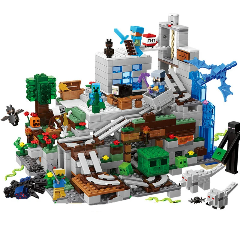 The Mountain Cave Building Block with Figures Compatible 21137 Bricks Set Gifts Toys