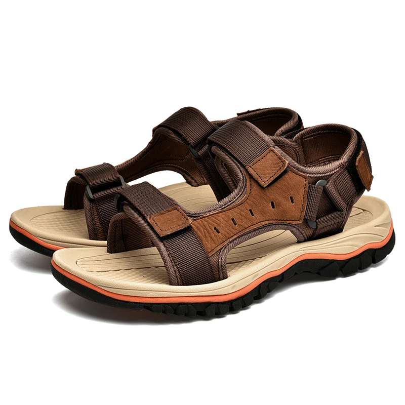 

2022 Summer Men Casual Sandals Comfortable Soft Leather Sandals Non-Slip Wear-Resistant Beach Shoes Lightweight Outdoor Sandals