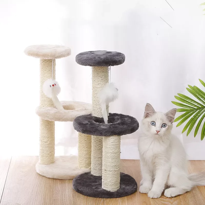 

2023New Cat Toys Scratching Post Sisal Rope Cat Scratcher 3-Layers Cat Tree for Kitten Grind Claw Cat Climbing Frame Posts Pet F